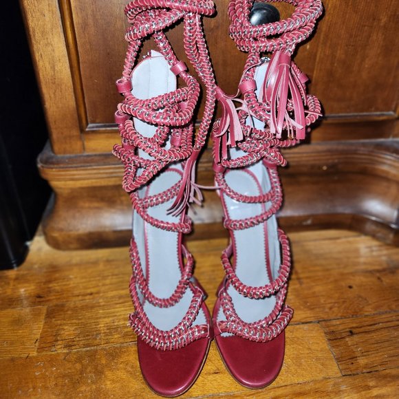 IMENA II GARNET CALF SANDALS - Picture 2 of 7